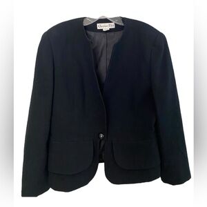 Christian Dior woman’s black wool blazer jacket 14 designer classic